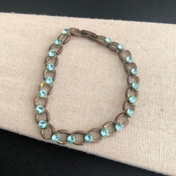 Vintage Blue Rhinestones Bracelet - Picture 1 of 2